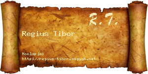 Regius Tibor névjegykártya